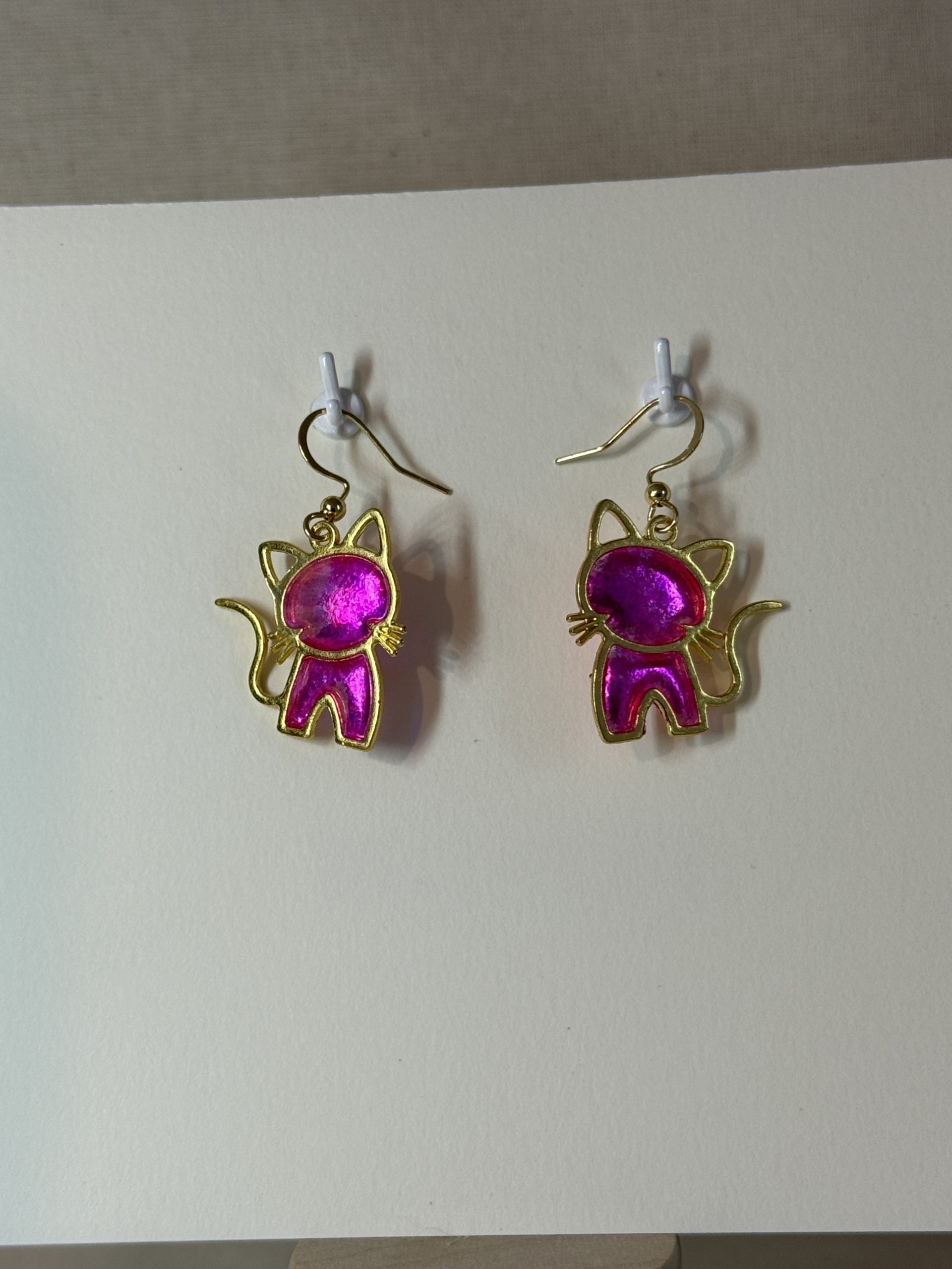 Hand made cat earrings, art for ears, miniature cat earrings