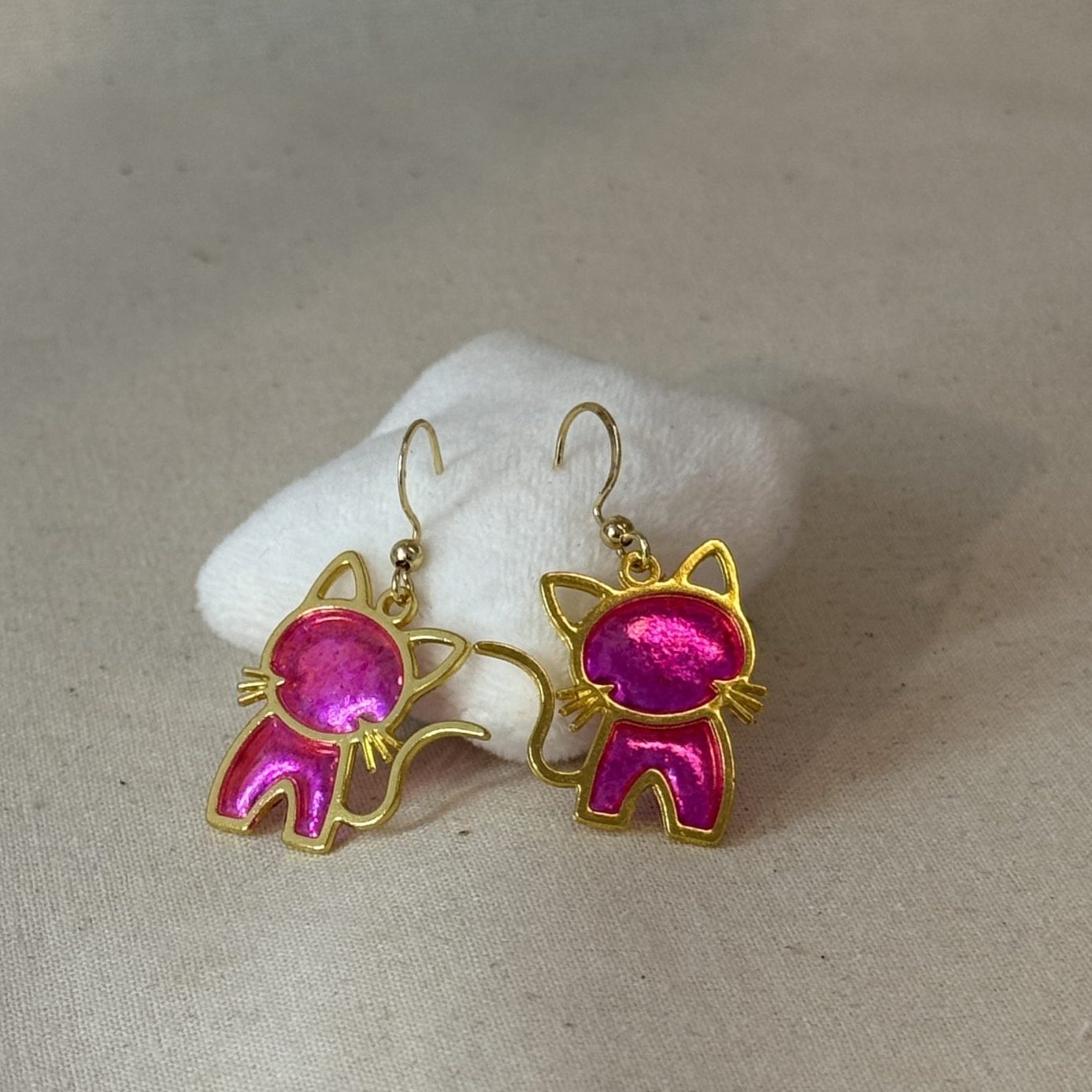 Hand made cat earrings, art for ears, miniature cat earrings