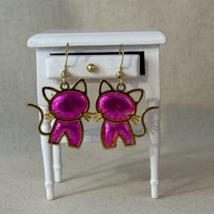 Hand made cat earrings, art for ears, miniature cat earrings