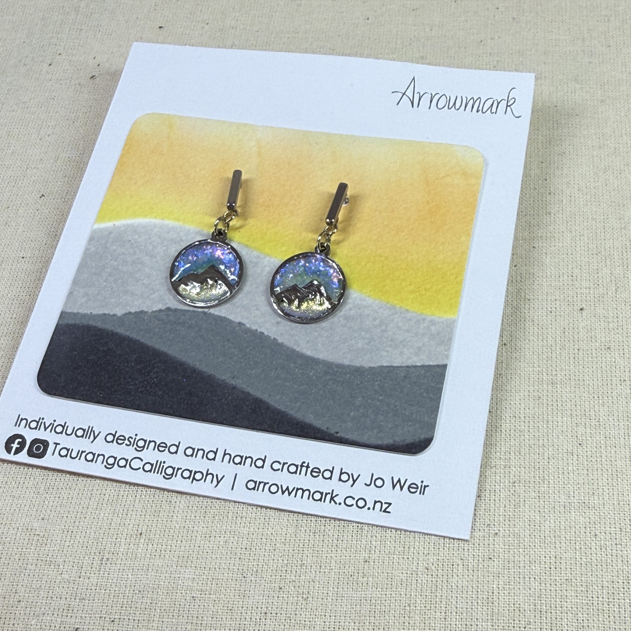 Hand made NZ mini mountain earrings