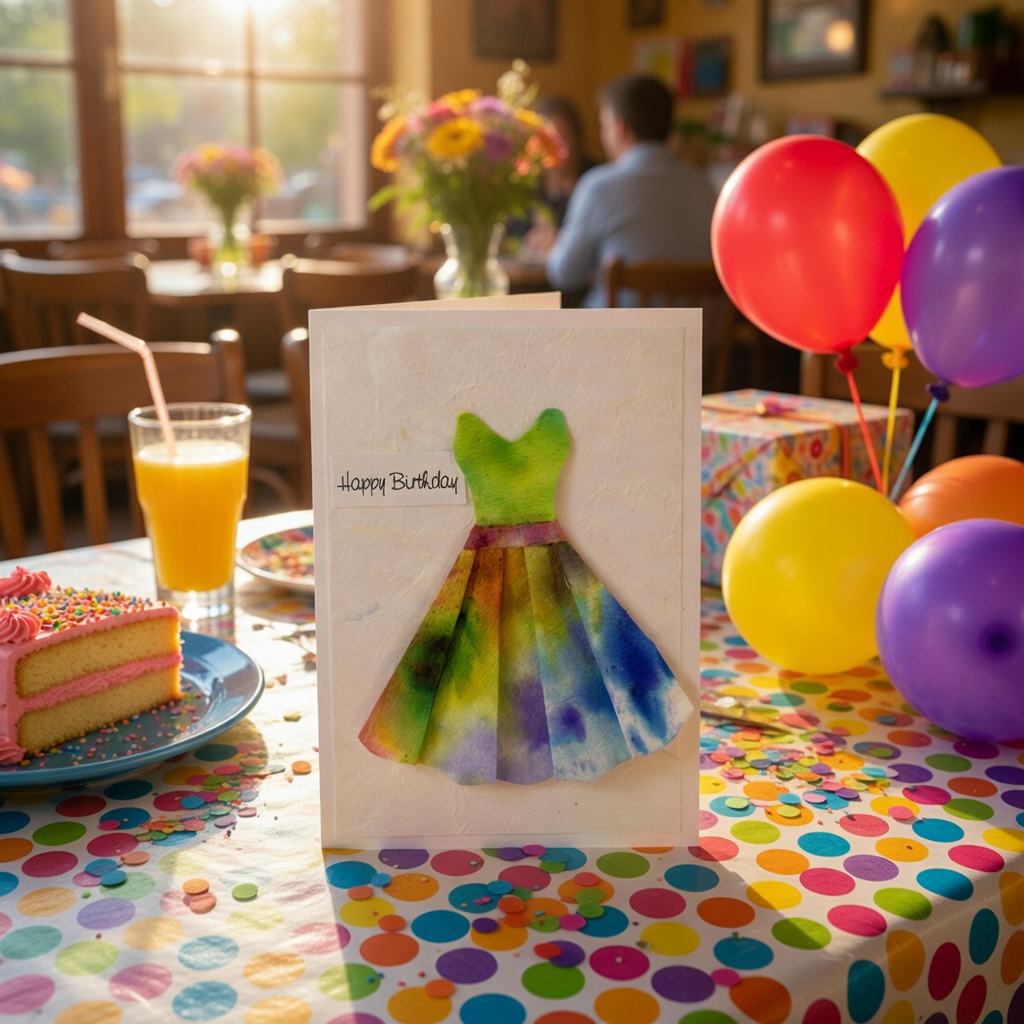 Happy Birthday Art Card featuring hand made dress