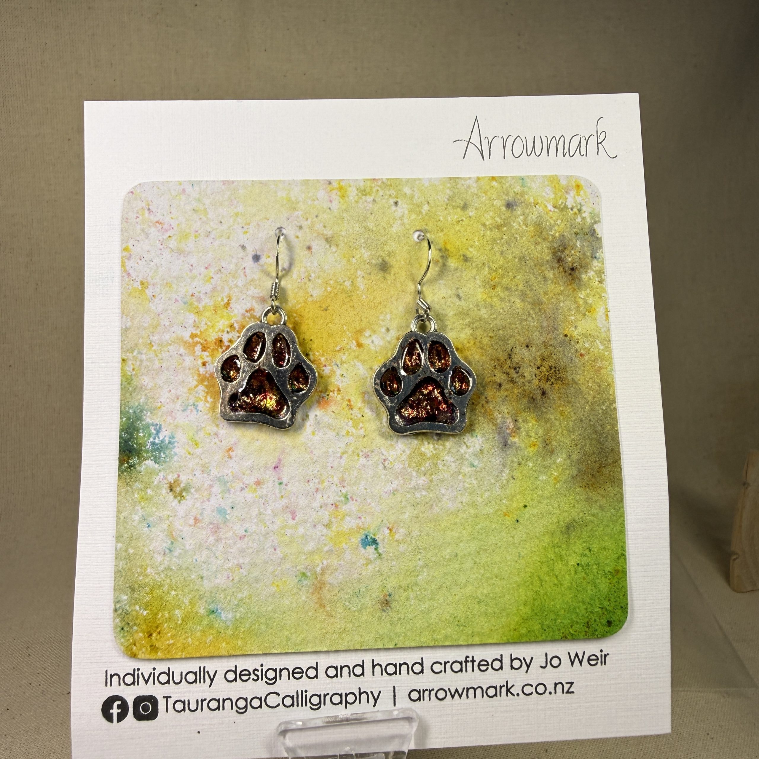 NZ Animal Jewellery Paw Print Earrings